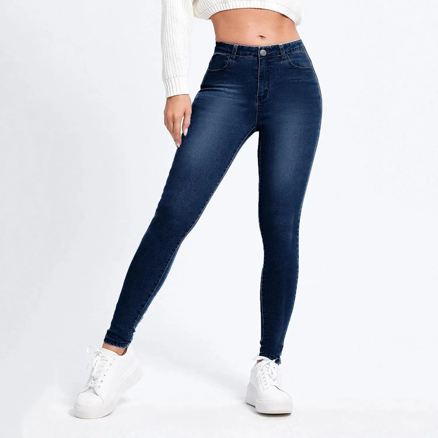 Womens Classic Jeans Casual Slim High Waist Blue Denim Pencil Pants Trousers Size 16 Pants for Women
