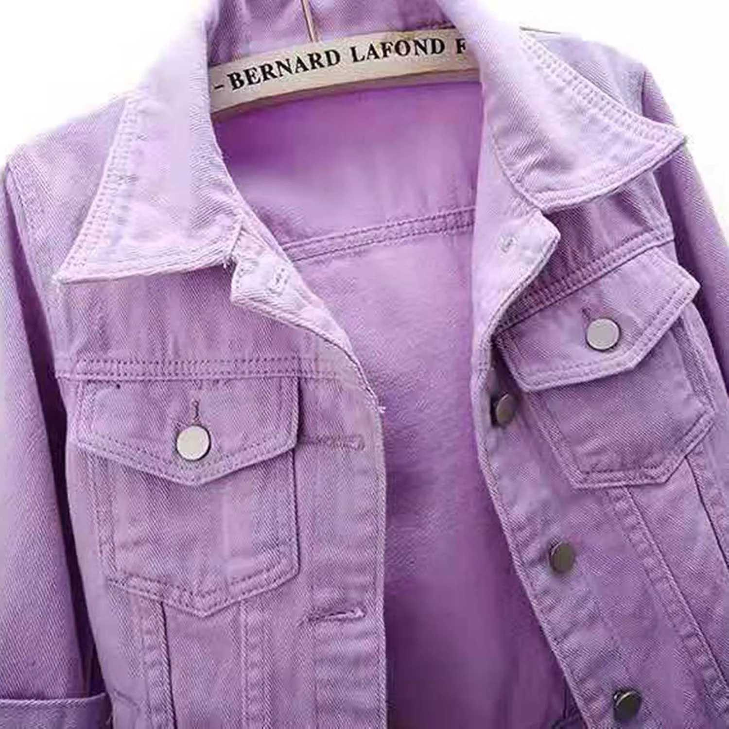 Womens Cropped Denim Jacket 3/4 Sleeve Short Jean Jacket Button Down Retro Lightweight Trucker Coat