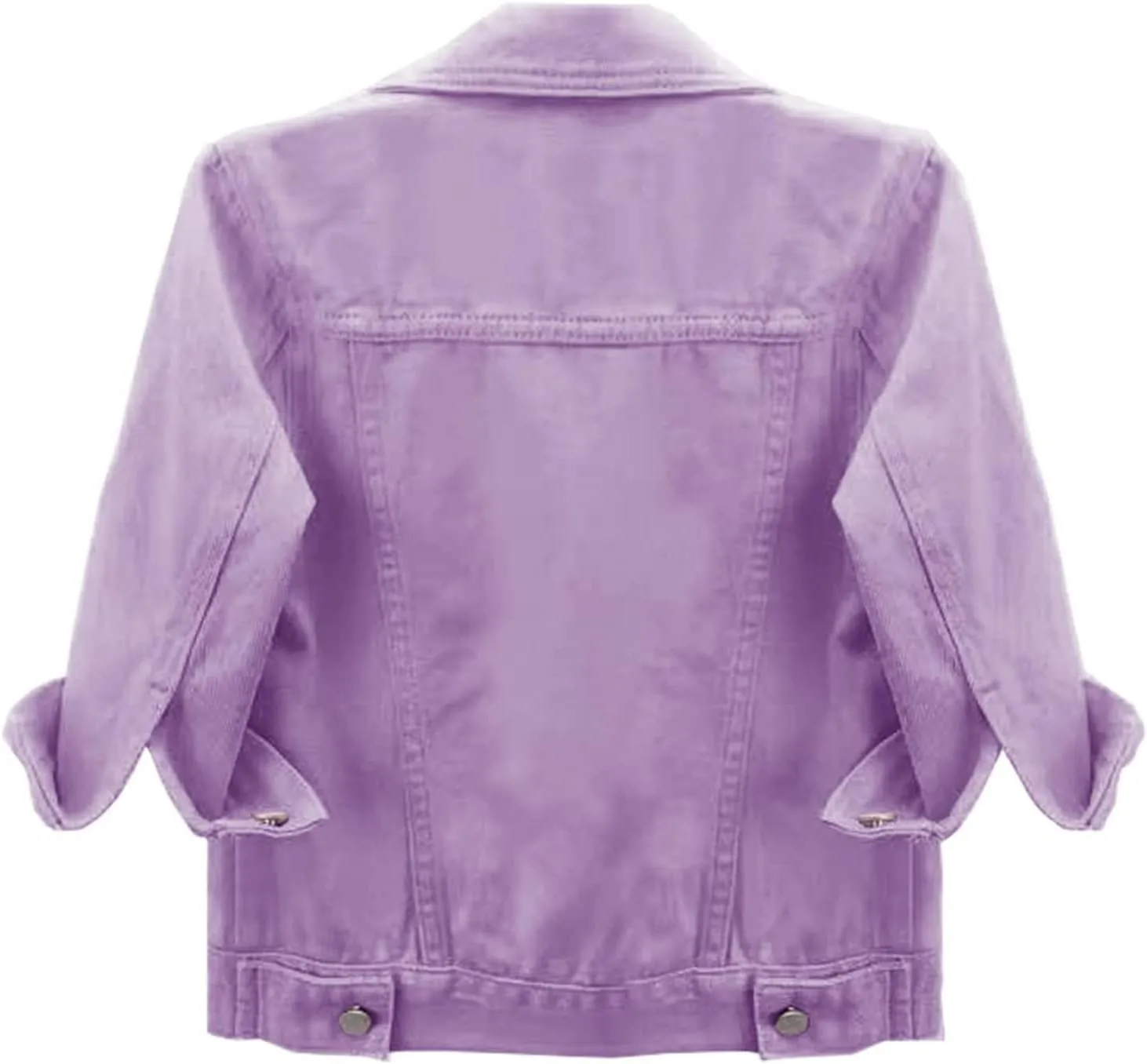 Womens Cropped Denim Jacket 3/4 Sleeve Short Jean Jacket Button Down Retro Lightweight Trucker Coat