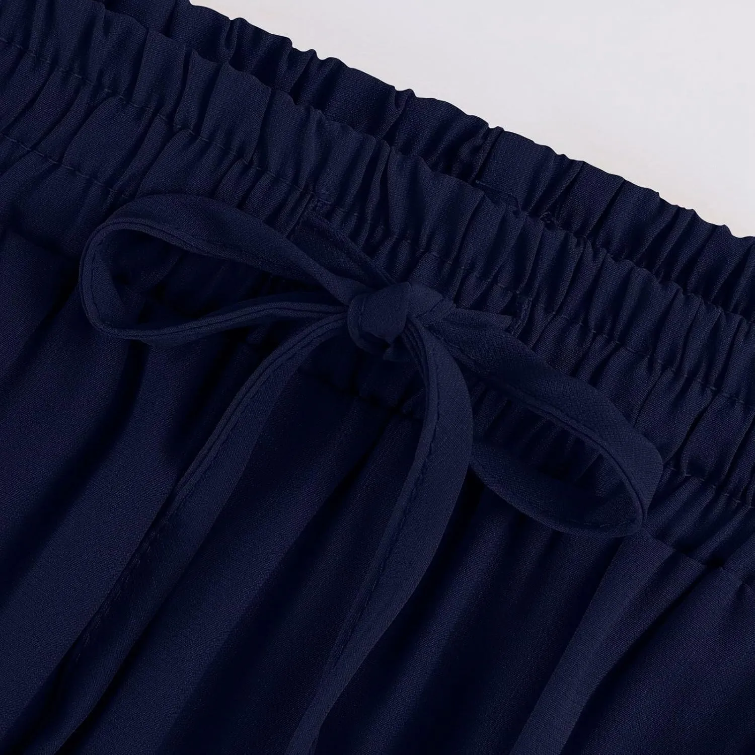 Women's Elastic High Waist Pleated Flared Classic Vacation A-Line Floor Length Skirts, S-2XL