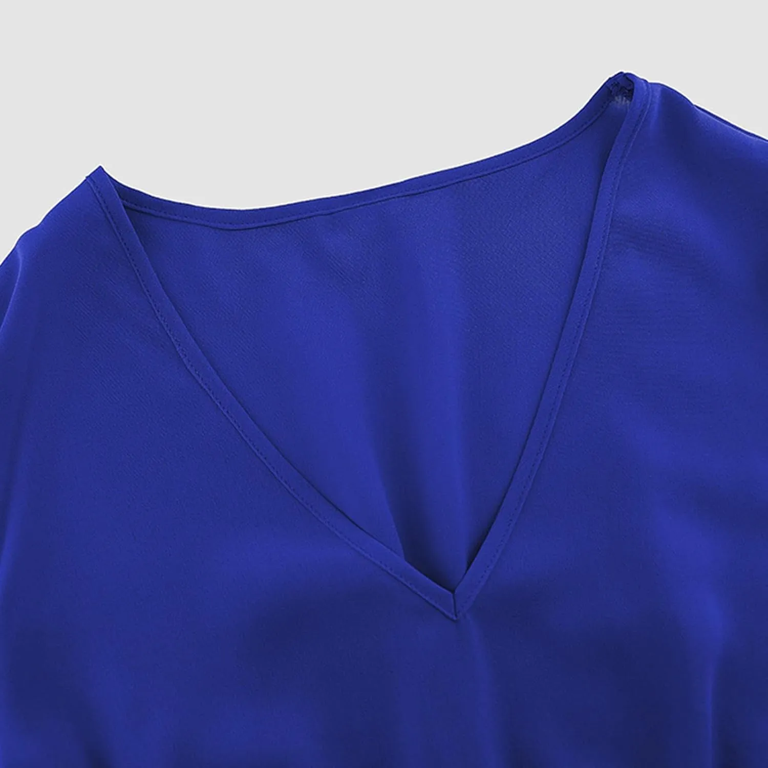 Women's Elegant Solid A-Line Pleated Midi Dress Classic 3/4 Sleeve V Neck Sheath Casual Party Work Wrap Dress