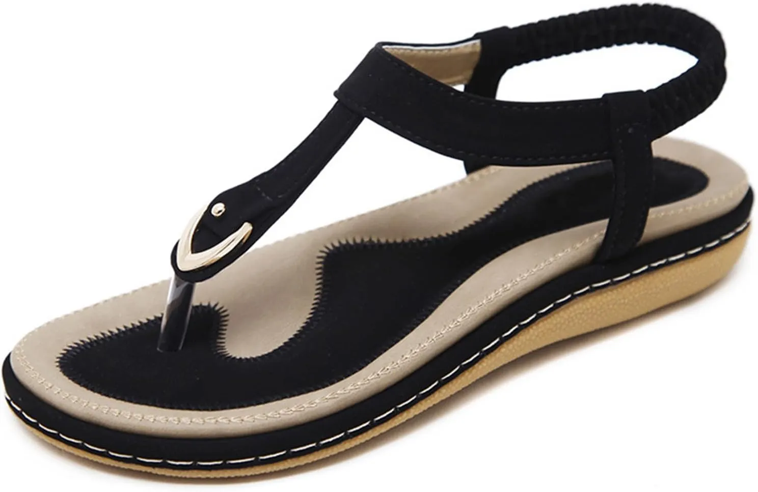 Womens Flat Sandals Lightweight Thong Slippers Comfortable Beach Walking Shoes T-Strap Clip Toe Flip Flops Dressy Summer Sandals Bohemian Shoes for Vacation