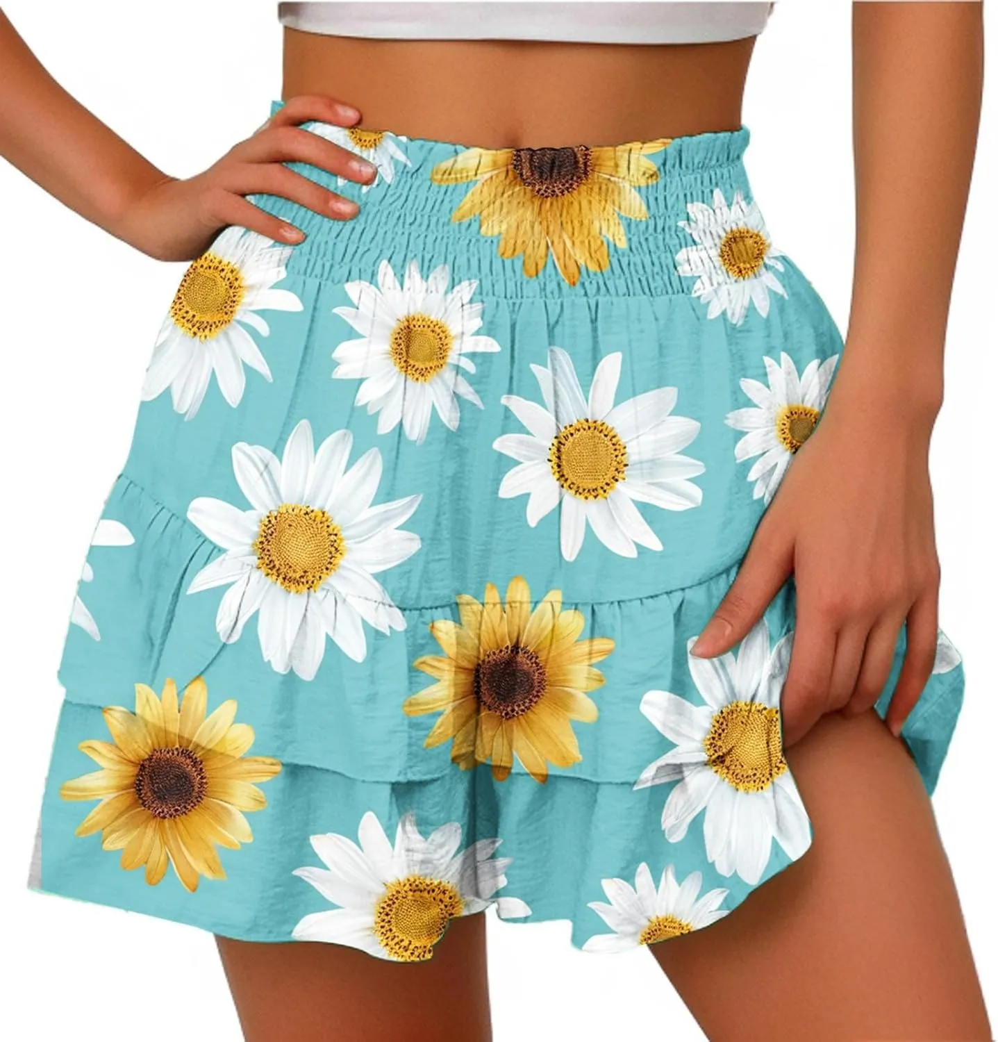 Women's Flowy Shorts Casual Ruffle Tiered Skorts High Waist Soft Mini Tennis Golf Skirt Boho Summer Shorts Dressy