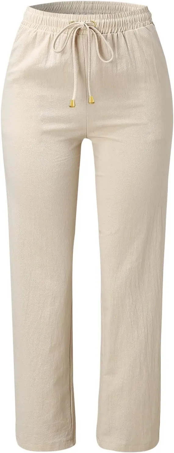 Women's Flowy Wide Leg Pants Winter Cozy Beach Thermal with Pockets Barrel Pants High Waisted