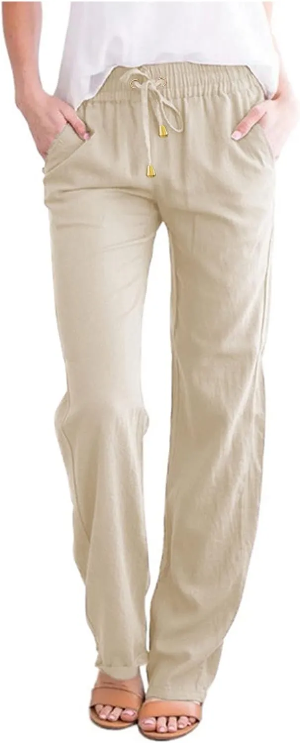 Women's Flowy Wide Leg Pants Winter Cozy Beach Thermal with Pockets Barrel Pants High Waisted