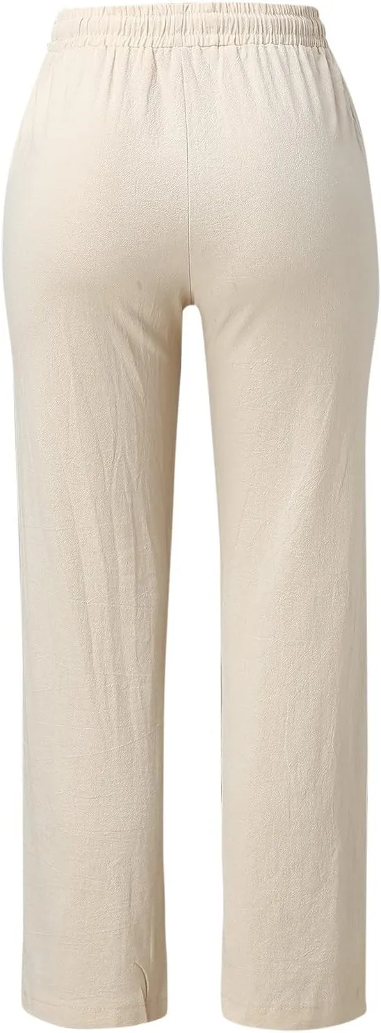 Women's Flowy Wide Leg Pants Winter Cozy Beach Thermal with Pockets Barrel Pants High Waisted