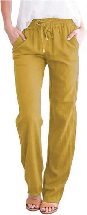 Women's Flowy Wide Leg Pants Winter Cozy Beach Thermal with Pockets Barrel Pants High Waisted