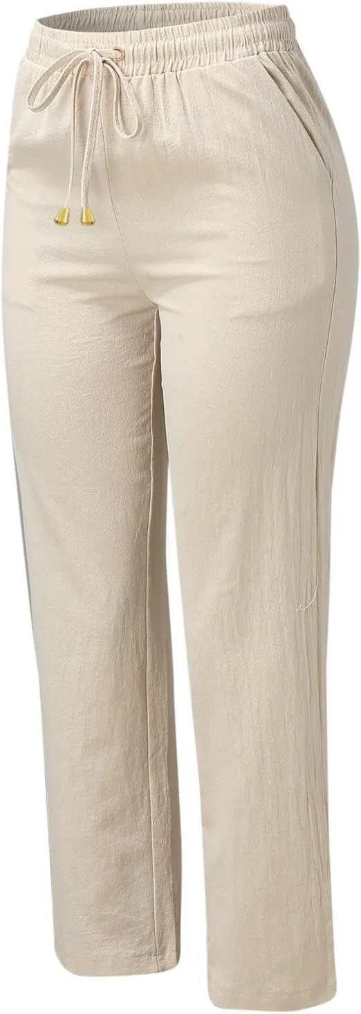 Women's Flowy Wide Leg Pants Winter Cozy Beach Thermal with Pockets Barrel Pants High Waisted