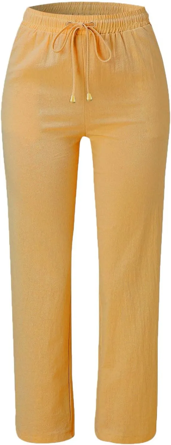 Women's Flowy Wide Leg Pants Winter Cozy Beach Thermal with Pockets Barrel Pants High Waisted