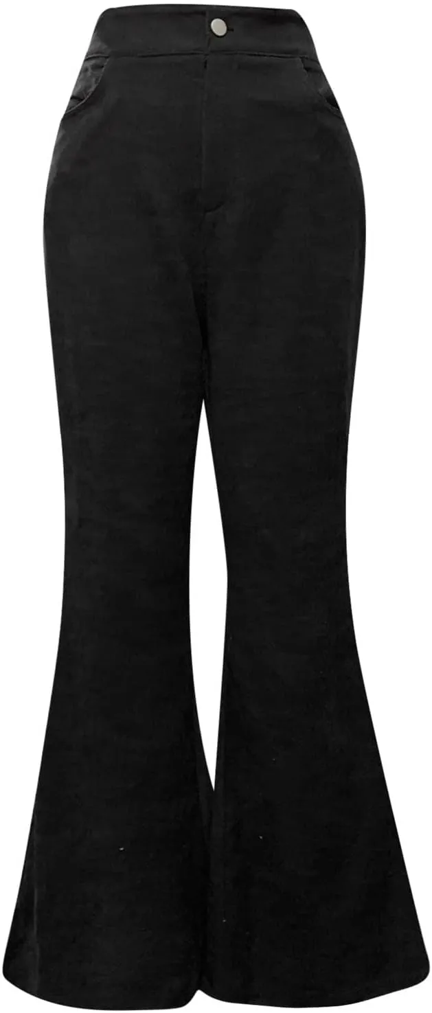 Women's Flowy Wide Leg Pants Winter Cozy Beach Thermal with Pockets Barrel Pants High Waisted
