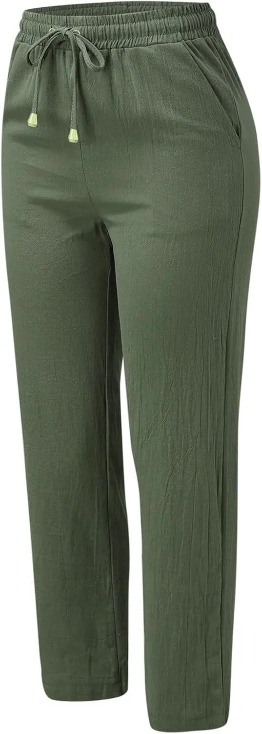 Women's Flowy Wide Leg Pants Winter Cozy Beach Thermal with Pockets Barrel Pants High Waisted