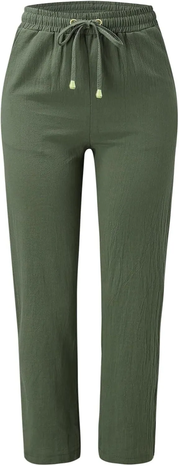Women's Flowy Wide Leg Pants Winter Cozy Beach Thermal with Pockets Barrel Pants High Waisted