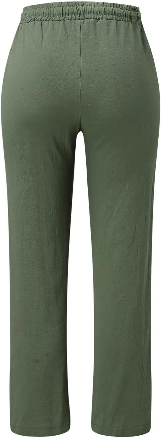 Women's Flowy Wide Leg Pants Winter Cozy Beach Thermal with Pockets Barrel Pants High Waisted
