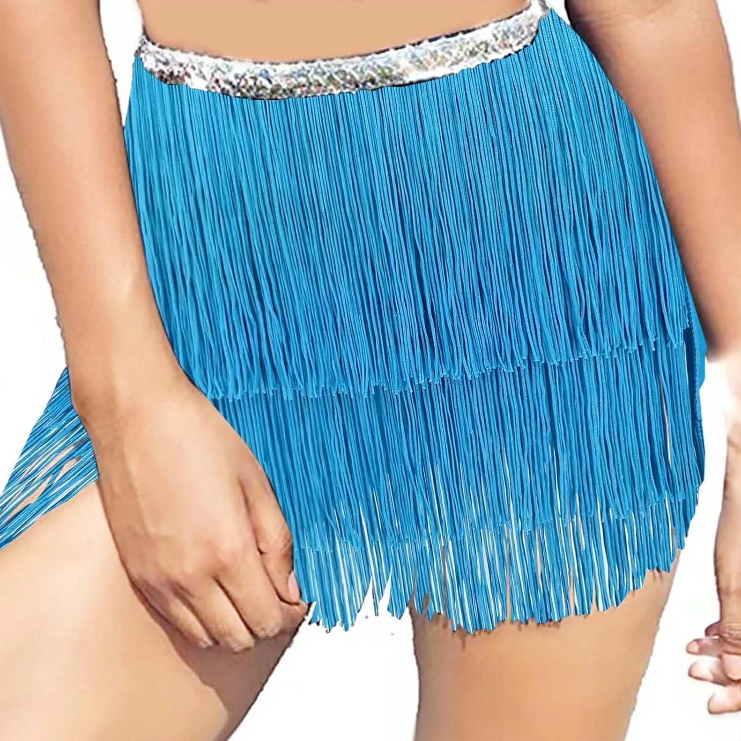 Womens Fringe Skirts Lightweight Flowy Casual Skirt Fashion Cozy High Waisted Solid Color Boho Skirt 2025