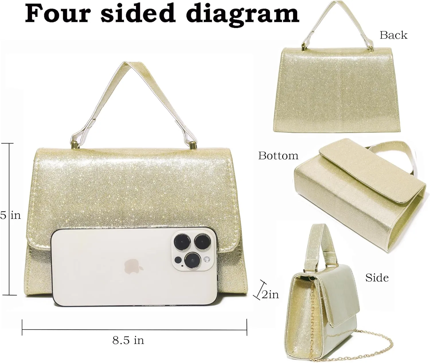 Women's Glittering Evening Bag Party Clutches Wedding Purses Cocktail Prom Handbags