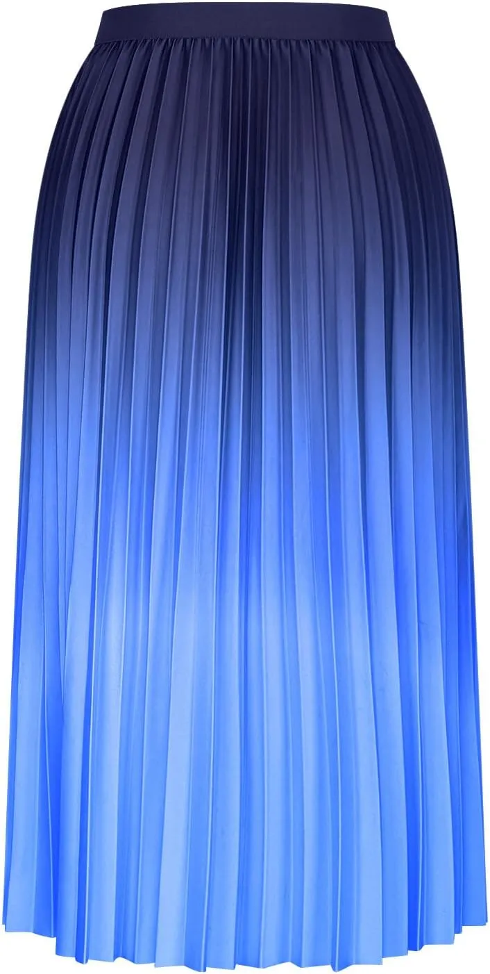 Women's Gradient A Line Skirts Ruched Trending Y2k Skirt Slim-Fit High Waisted Comfort Cozy Skirt Preppy Skirt
