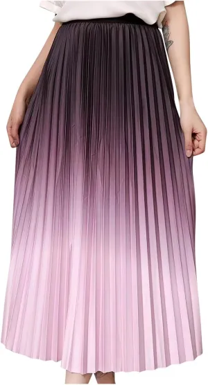 Women's Gradient A Line Skirts Ruched Trending Y2k Skirt Slim-Fit High Waisted Comfort Cozy Skirt Preppy Skirt