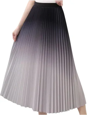Women's Gradient A Line Skirts Ruched Trending Y2k Skirt Slim-Fit High Waisted Comfort Cozy Skirt Preppy Skirt