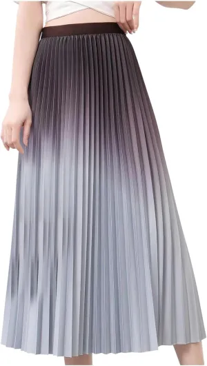 Women's Gradient A Line Skirts Ruched Trending Y2k Skirt Slim-Fit High Waisted Comfort Cozy Skirt Preppy Skirt