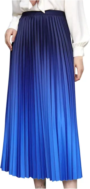 Women's Gradient A Line Skirts Ruched Trending Y2k Skirt Slim-Fit High Waisted Comfort Cozy Skirt Preppy Skirt