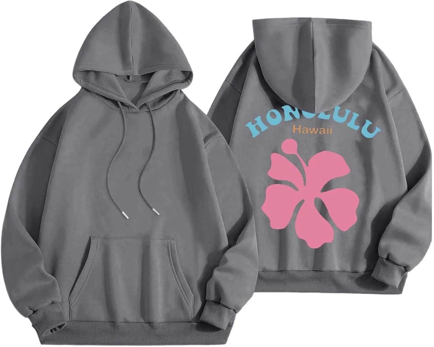 Womens Letter Floral Print Hoodie 2024 Oversized Baggy Trendy Thermal Sweatshirts Cozy Hip Hop Y2K Casual Streetwear