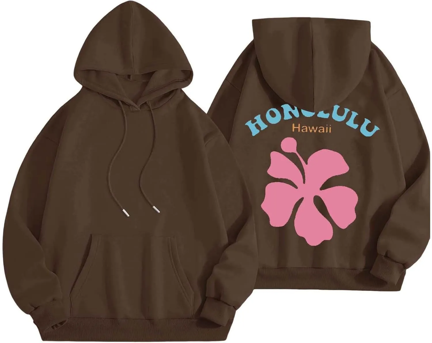 Womens Letter Floral Print Hoodie 2024 Oversized Baggy Trendy Thermal Sweatshirts Cozy Hip Hop Y2K Casual Streetwear