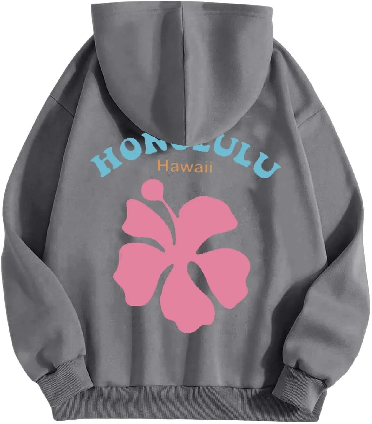 Womens Letter Floral Print Hoodie 2024 Oversized Baggy Trendy Thermal Sweatshirts Cozy Hip Hop Y2K Casual Streetwear