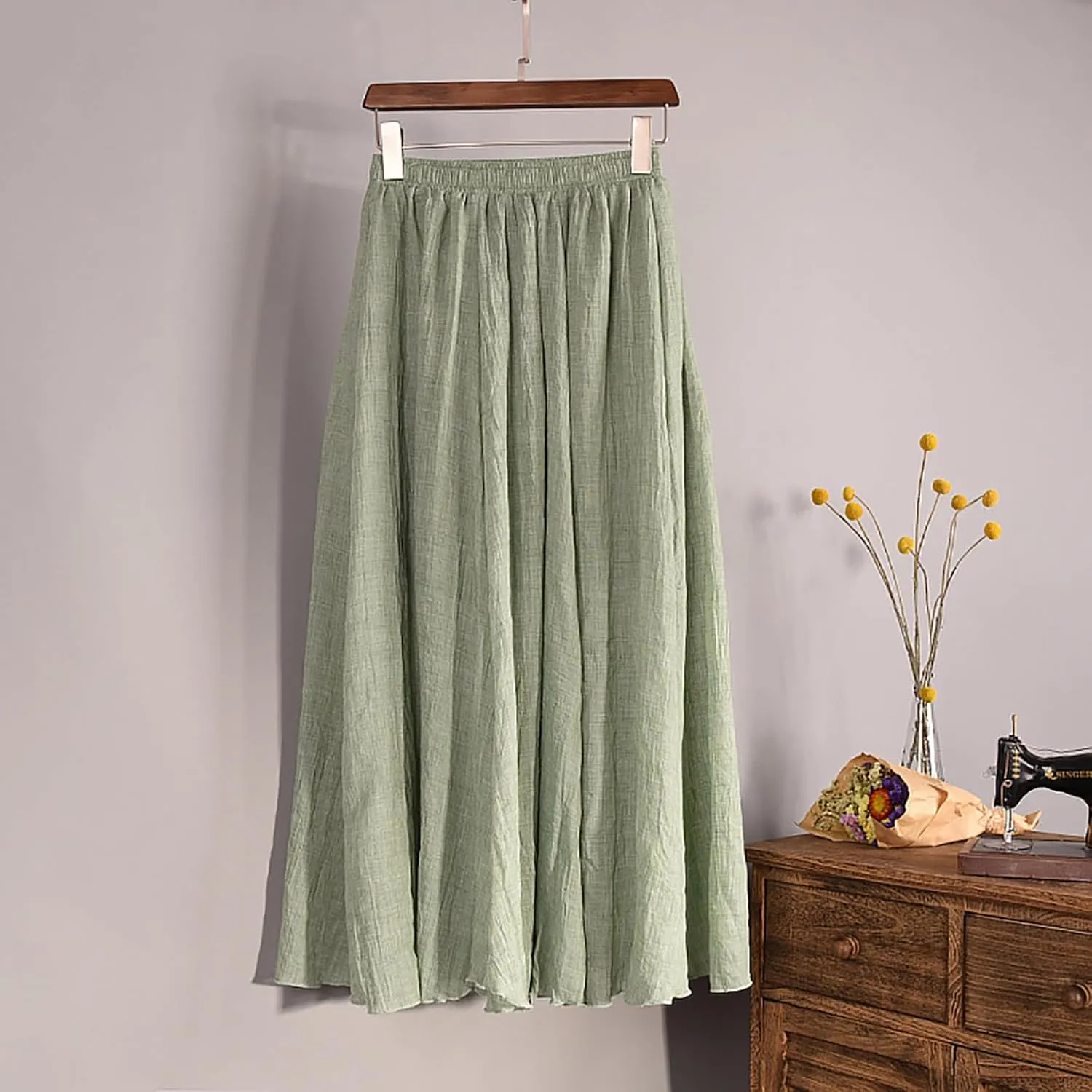 Women's Lightweight Skirts High Waisted Comfort A Line Skirt Stretch Summer Skirt Casual Cozy Pure Boho Skirts
