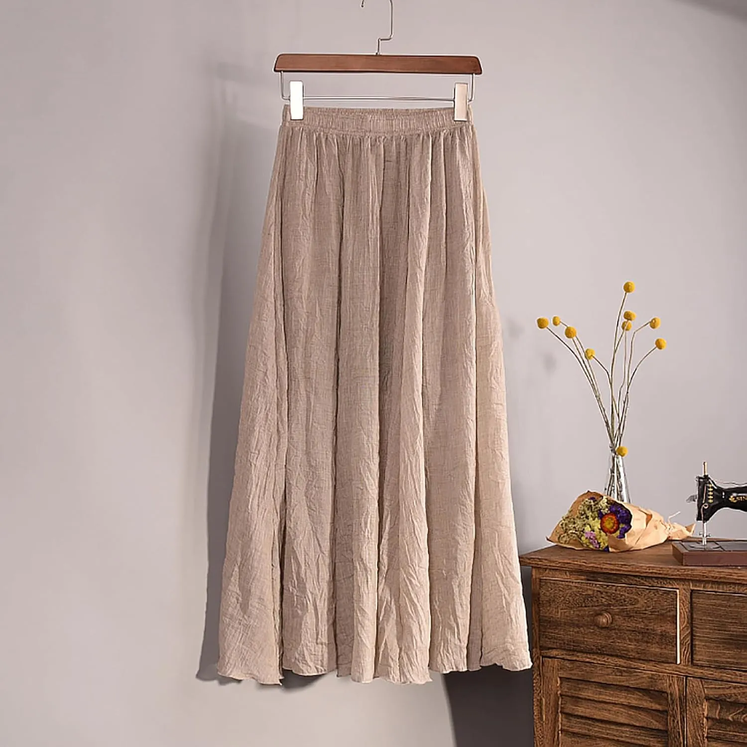 Women's Lightweight Skirts High Waisted Comfort A Line Skirt Stretch Summer Skirt Casual Cozy Pure Boho Skirts