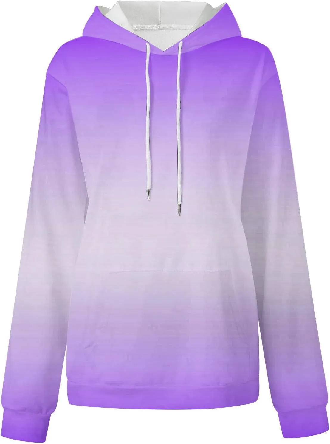 Womens Long Sleeve Hooded Sweatshirt Oversized Drawstring Hoodie Plus Size Trendy Sweatshirt Gradient Sweatshirt
