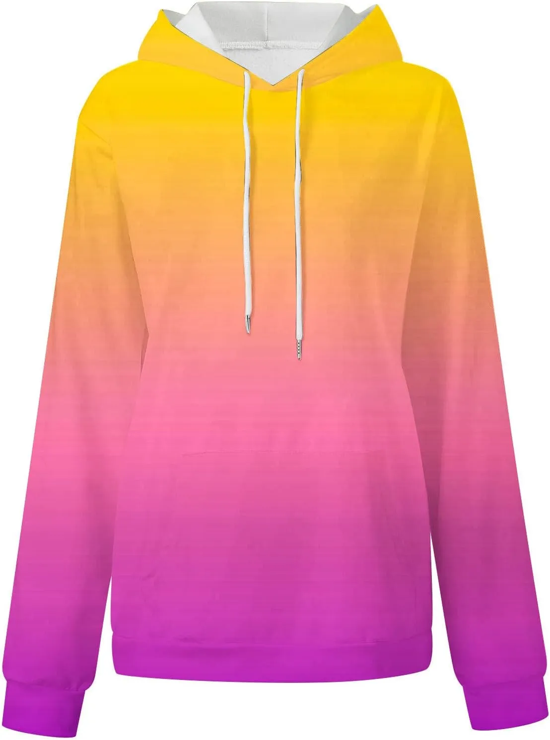 Womens Long Sleeve Hooded Sweatshirt Oversized Drawstring Hoodie Plus Size Trendy Sweatshirt Gradient Sweatshirt