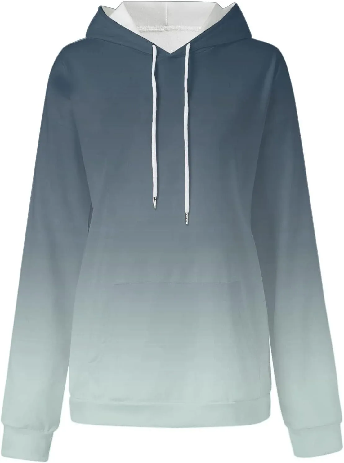 Womens Long Sleeve Hooded Sweatshirt Oversized Drawstring Hoodie Plus Size Trendy Sweatshirt Gradient Sweatshirt