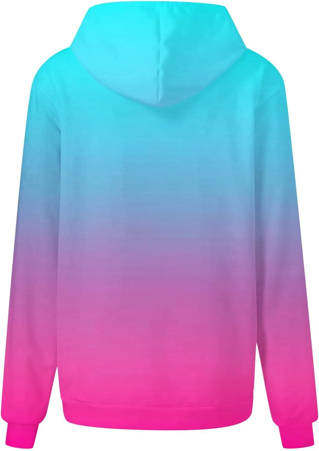Womens Long Sleeve Hooded Sweatshirt Oversized Drawstring Hoodie Plus Size Trendy Sweatshirt Gradient Sweatshirt
