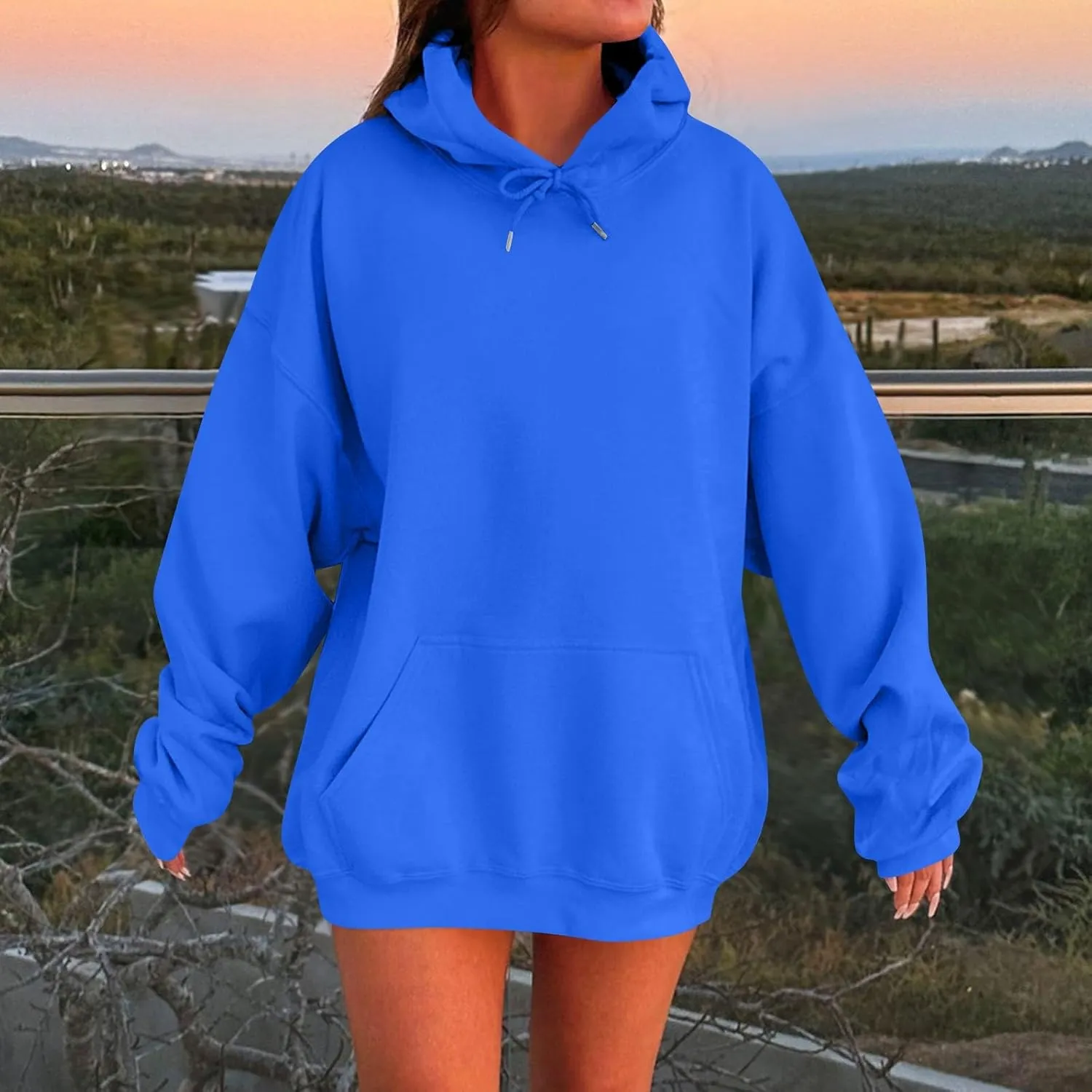 Womens Oversized Sweatshirts Hoodies Long Sleeve Shirts Pullover Fall Winter Trendy Thermal Tops With Pocket