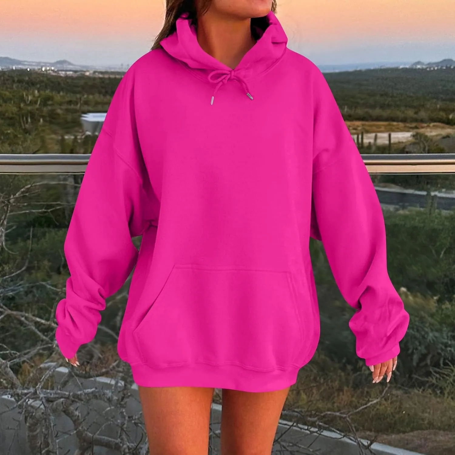 Womens Oversized Sweatshirts Hoodies Long Sleeve Shirts Pullover Fall Winter Trendy Thermal Tops With Pocket