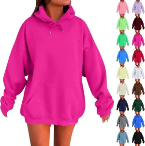 Womens Oversized Sweatshirts Hoodies Long Sleeve Shirts Pullover Fall Winter Trendy Thermal Tops With Pocket
