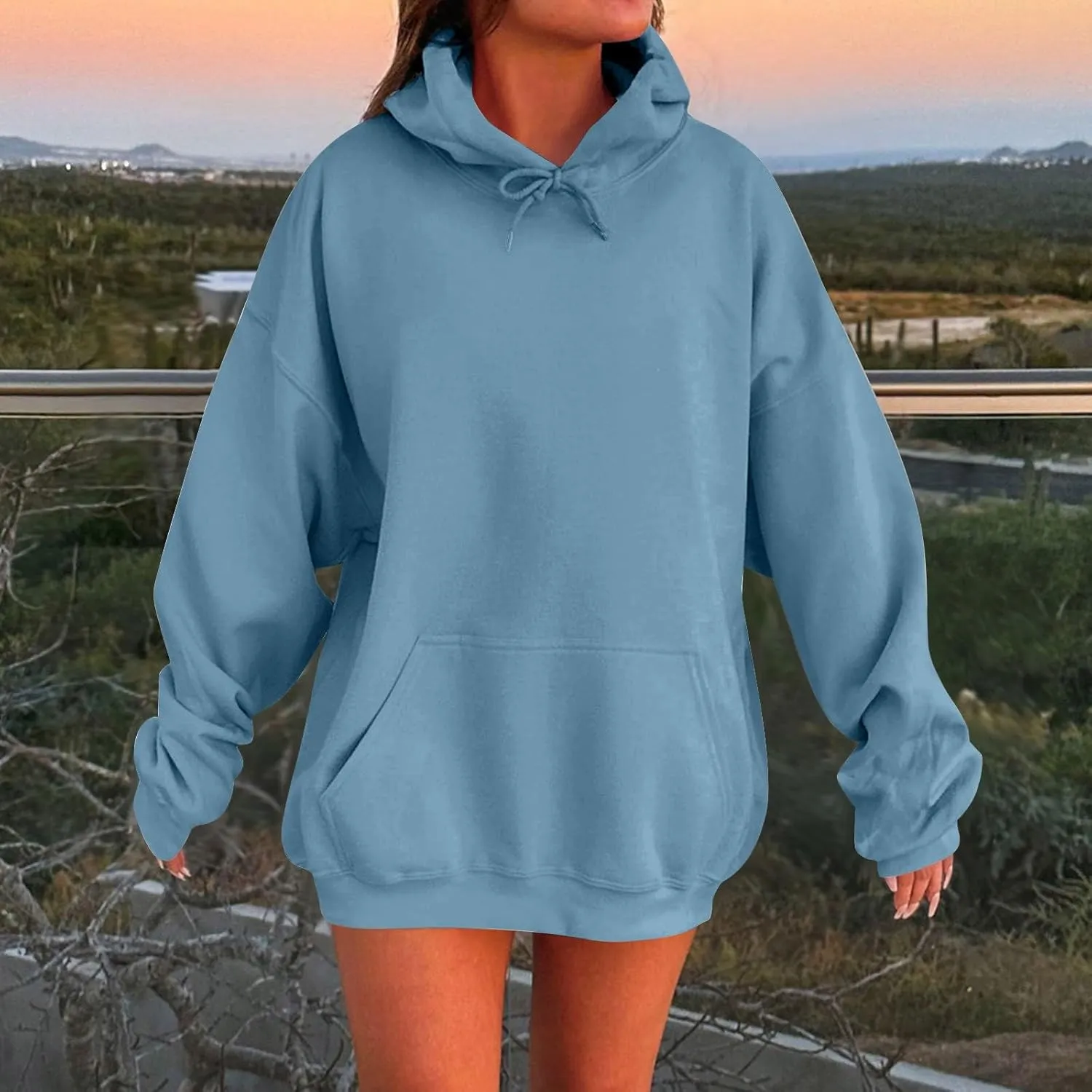 Womens Oversized Sweatshirts Hoodies Long Sleeve Shirts Pullover Fall Winter Trendy Thermal Tops With Pocket
