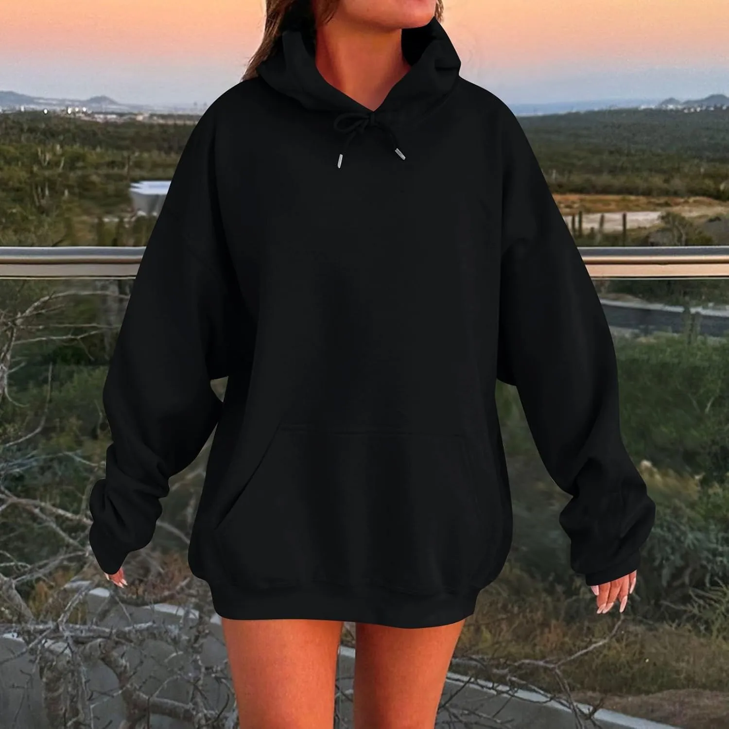 Womens Oversized Sweatshirts Hoodies Long Sleeve Shirts Pullover Fall Winter Trendy Thermal Tops With Pocket