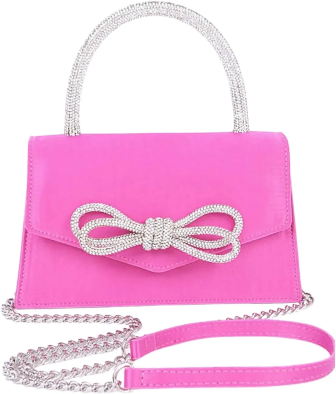 Womens Rhinestone Bow Clutch Purse Evening Handbag Designer Top Handle Swing Trapezoid Bag for Wedding Party Banquet