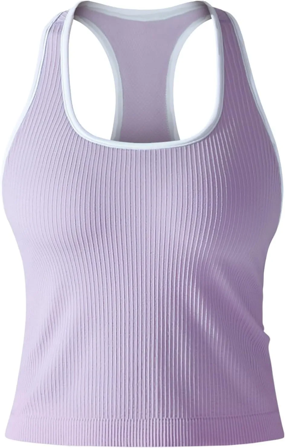 Women's Ribbed Workout Shirts Summer Light Elastic Racerback Tank Tops Casual Sleeveless Slim Comfy Yoga Blouse