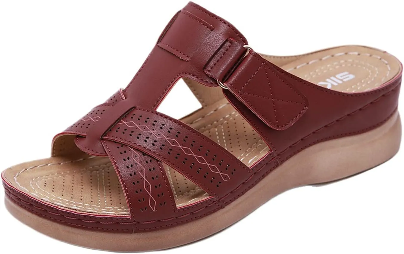 Womens Sandals Wedges Platform Non Slip Shoes Open Toe Walking Sandals Breathable Comfortable Beach Slippers Arch Support Flip Flops Wide Width Wedges for Summer Dressy