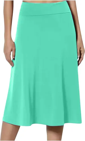 Women's Shirts Curved Hem Skirt Solid Color Classic High Waisted Skirt Plus Size Pleated Skirt Cozy Trendy Skirt