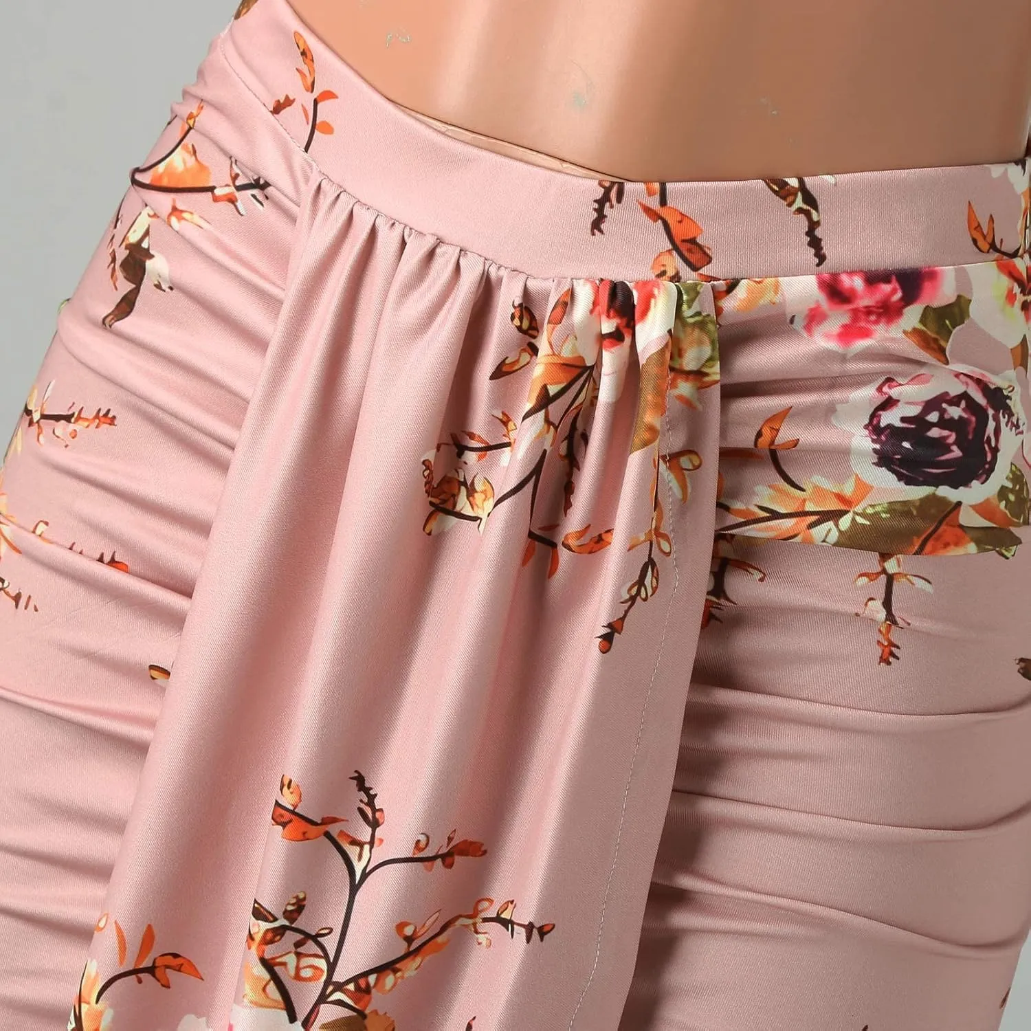 Women's Striped Skirts High Waist Pleated Skirt A Line Swing Midi Skirts Chic Side Slit Casual Leather Skirts for