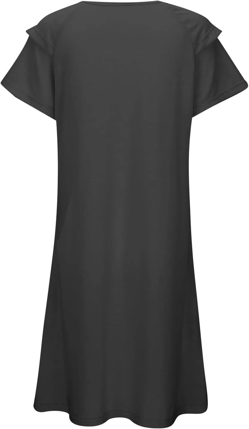 Women's Summer Dresses Ruffle Sleeve Sundresses Casual Beach Mini Dresses with Pockets Casual Maxi Dresses for