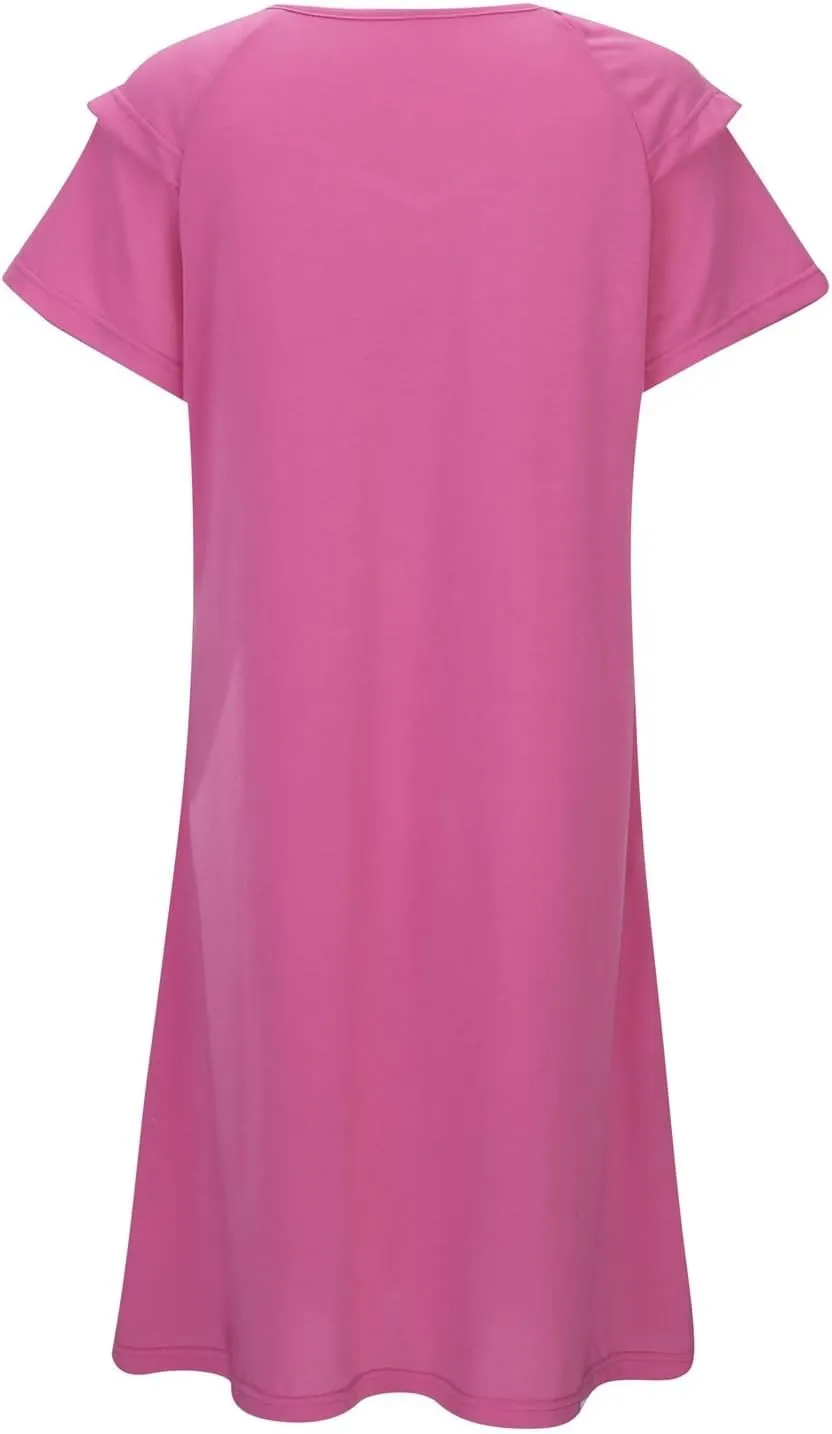 Women's Summer Dresses Ruffle Sleeve Sundresses Casual Beach Mini Dresses with Pockets Casual Maxi Dresses for