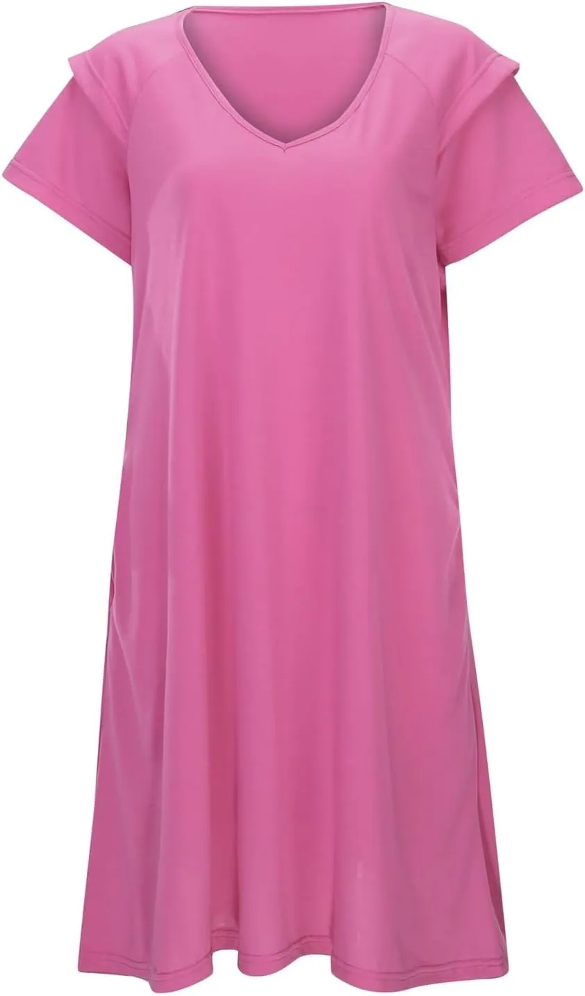 Women's Summer Dresses Ruffle Sleeve Sundresses Casual Beach Mini Dresses with Pockets Casual Maxi Dresses for