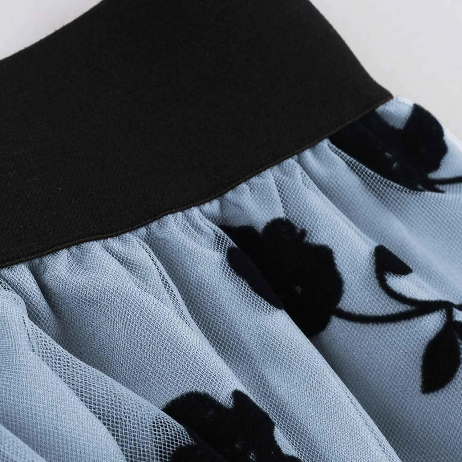 Women's Summer Floral High Waist Pleated Skirts Classic 2024 Comfortable Retro Mesh Mid-Calf Skirt with Wedding Guest