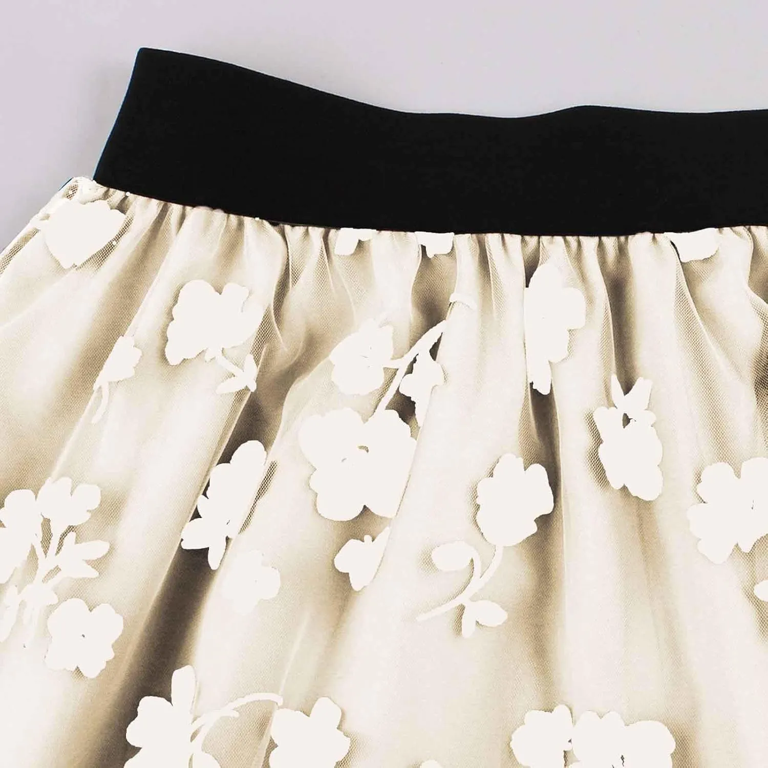 Women's Summer Floral High Waist Pleated Skirts Classic 2024 Comfortable Retro Mesh Mid-Calf Skirt with Wedding Guest