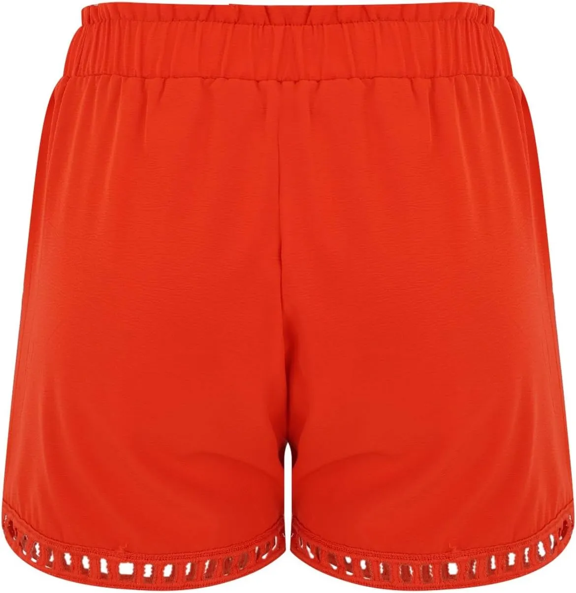 Womens Summer Shorts Cutout Elastic Drawstring Waisted Cotton Linen Casual Pants Solid Lightweight Quick Drying Travel Capris