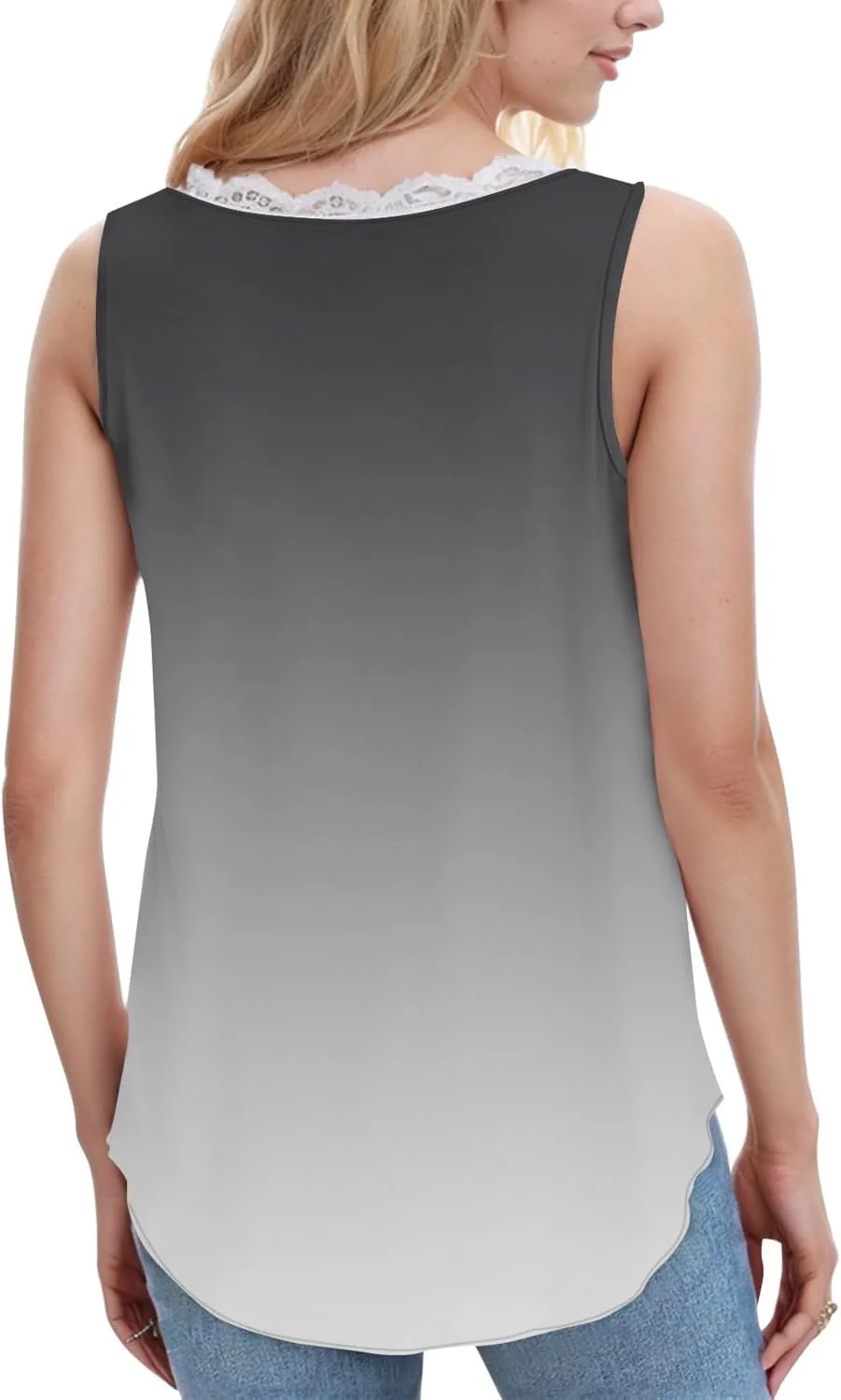 Womens Summer Tank Tops Loose Fit Lace V Neck Sleeveless Shirts Dressy Basic Trendy Flowy Going Out Tank Tops